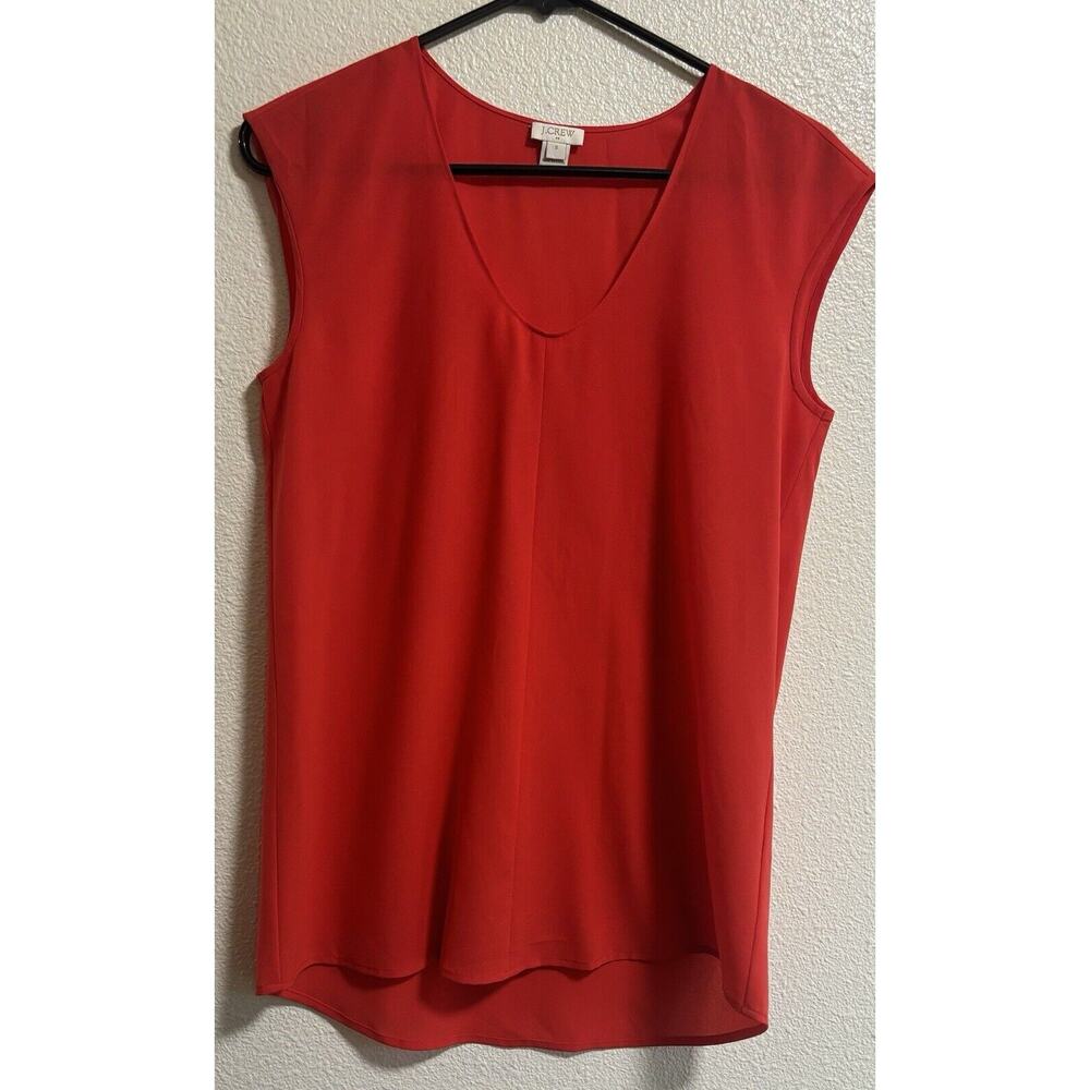 J.Crew Women’s Size 0 Red Semi Sheer Tank Top Blouse Office Romantic Layering